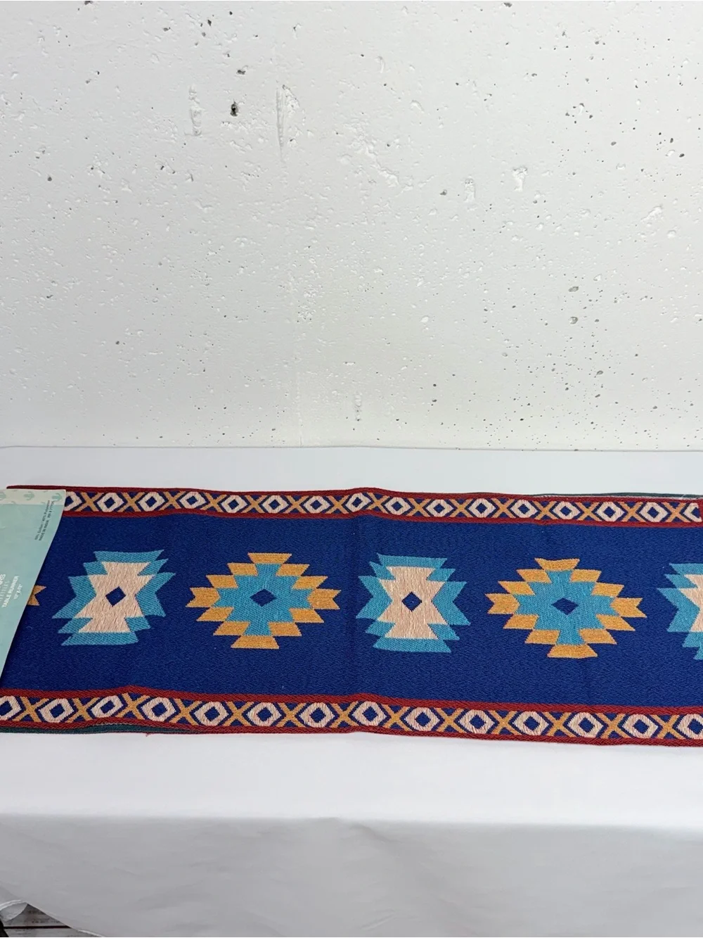 Sonoran Souvenirs Blue Red Southwest Table Runner 13” x 72” NEW